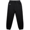 Black fleece-lined Goblin Jogger Set pants featuring tapered legs, elastic waistband with drawstring, and CG embroidered logo on upper right leg. Part of a cozy loungewear set designed for both indoor and outdoor wear.