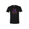 This official Red Rocks 2021 T-Shirt from Dark Star Orchestra features a striking howling wolf graphic in red, blue, and white printed on a black t-shirt