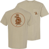 Grayson Jenkins Classic sand-colored tee with brown snake hourglass design on pocket and back circle graphic
