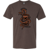 Grayson Jenkins Moody Snake Tee in espresso brown featuring orange snake and hourglass design wrapped around coffee cup