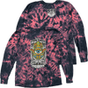 Tie-dye long-sleeve shirt with a colorful graphic design on a black background