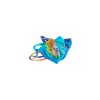 Tie-Dye Mask featuring vibrant swirls of turquoise, orange, and purple colors in a unique spiral pattern. Reusable cotton face covering with elastic ear loops and pleated design, showcasing handcrafted tie-dye artistry against white background.