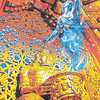 SCI New Years Eve 2023 12/29 Poster featuring vibrant psychedelic artwork with swirling patterns in orange, yellow, and blue. A surreal concert poster design showcasing abstract figures amid intricate geometric patterns for the Fox Theater Oakland show.
