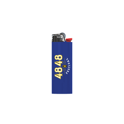 Blue lighter with 4848 festival logo print