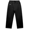 Ultra Cozy Open Leg Pant in dark grey with CG embroidery, featuring a relaxed fit, drawstring waist, and straight open leg design. Fleece-lined sweatpants shown flat against white background, displaying comfortable oversized silhouette and premium casual styling.