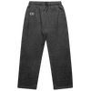 Ultra Cozy Open Leg Pant in dark grey fleece material, featuring CG embroidery on upper right leg, with straight-cut loose fit design, elastic waistband with drawstring, and comfortable fleece lining. Displayed flat against white background showing full length.