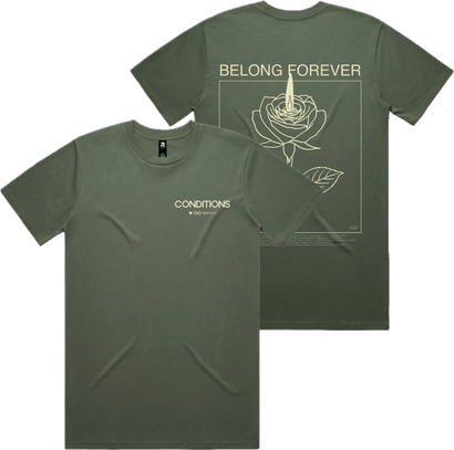 Olive green tee with 