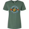 DSO Spring 25 Terrapin Ladies Tee featuring retro-style dancing turtle graphic on sage green cotton t-shirt