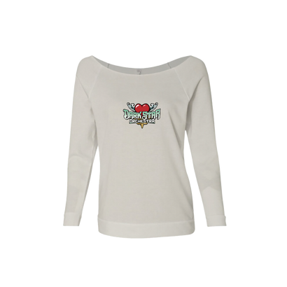 Dark Star Orchestra Flying Heart Logo printed on an off white french terry raglan sweathshirt with wide neck