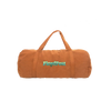 Brown duffel bag with 'FloydFest' logo on a white background