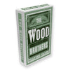 Green and white vintage-style playing card box with bold text The Wood Brothers on front and side panels