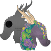 Jess Burbridge 7 Pin Collector's Bundle featuring detailed enamel dragon pin with floral and mushroom designs and butterfly clutch back.
