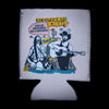 Tan fabric sleeve with cartoon of two musicians playing guitar and drums surrounded by colorful speech bubbles and stylized text
