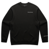 Team Tammy Crew: Ultra Cozy black fleece-lined sweatshirt featuring embroidered text on left chest and sleeve, with Chaos Goblin branded inner tag. Comfortable crew neck design with ribbed cuffs and hem in classic pullover style.