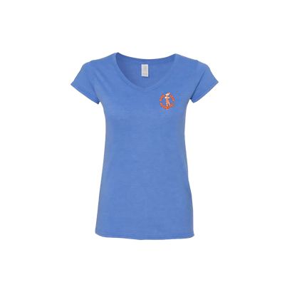 Dark Star Orchestra Spring Tour 2021 Torch Logo graphic blue women's v-neck t-shirt - Front 