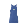 Dark Star Orchestra's Summer Tour 2021 Ladies' racer back tank top in blue featuring the flying heard logo -back