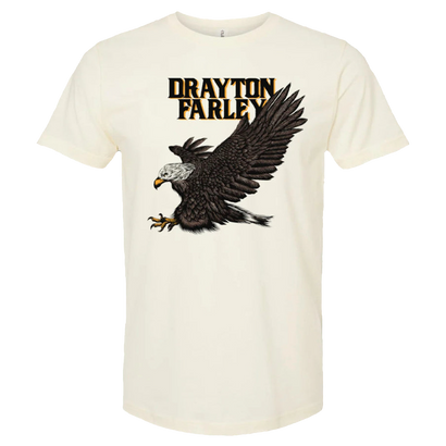 Drayton Farley Flying Eagle Graphic on the front of a natural cotton blend t-shirt