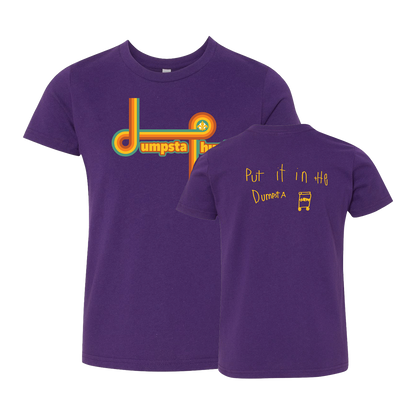 Dumpastaphunk Lines Graphic on a Youth Purple T-Shirt