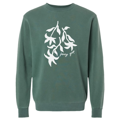 Fancy Gap Leaves Design on an Alpine Green Crewneck Sweatshirt