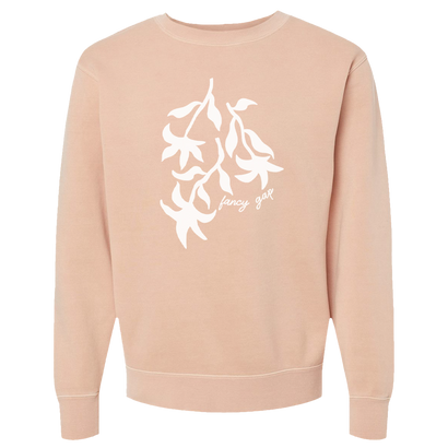 Fancy Gap Leaves Design on a Dusty Pink Crewneck Sweatshirt