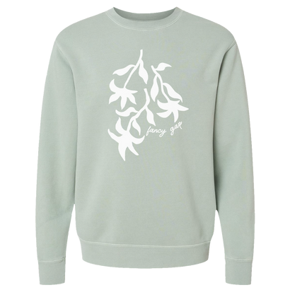 Fancy Gap Leaves Design on a Sage Crewneck Sweatshirt