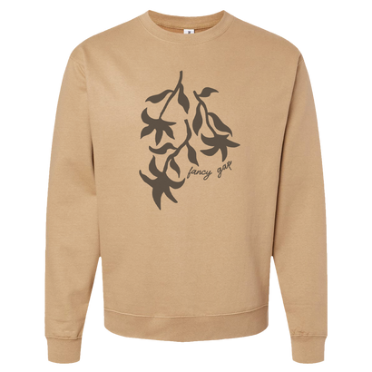 Fancy Gap Leaves Design on a Sandstone Crewneck Sweatshirt