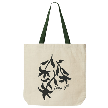 Fancy Gap Leaves Design Tote Bag natural with green handle