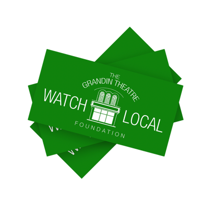 The Grandin Theatre Foundation Sticker White on Green Background