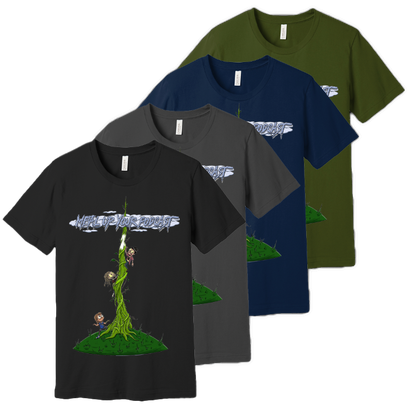 Metal Up Your Podcast Beanstalk Graphic on Black, Charcoal Gray, Navy or Army Green T-Shirt