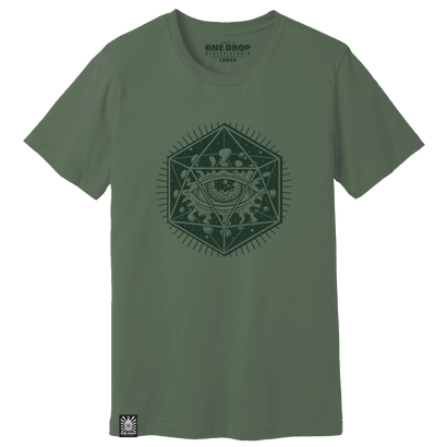 One Drop Design Studio Life Force Graphic on a Pine Green T-Shirt