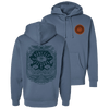 One Drop Design Studio Origins Hoodie in Storm Blue - front and back view