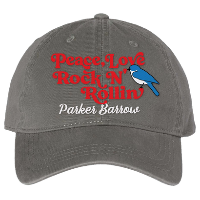 Parker Barrow Blue Bird Peace, Love and Rock N' Rollin Dad Hat