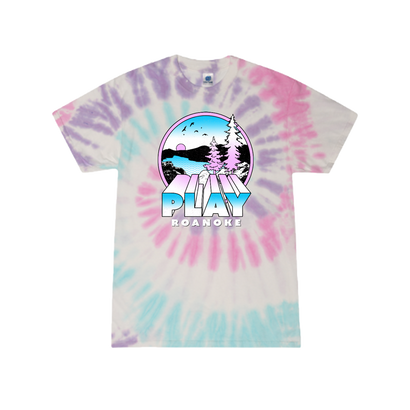 Carvins Cove Graphic on Tie-Dye T-shirt by Play Roanoke