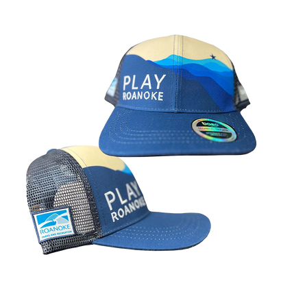 Play Roanoke blue and Yellow Trucker Hat with Side Patch