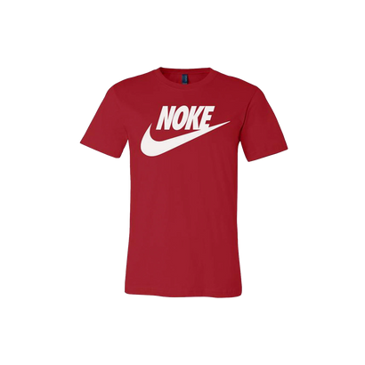 Red crew neck t-shirt with white 