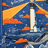 2023 RRE Winter Tour Signed Poster featuring artistic illustration of a white lighthouse against a navy blue sky with orange clouds, radiating yellow beams, and a majestic whale swimming in starlit waters below. Tour dates listed across West Coast venues including Seattle, Portland, and San Francisco.