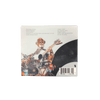 Back cover of All For The Song CD by Railroad Earth, featuring a stylized artistic design with track listings and barcode on a white background. Orange and black color scheme with musical instrument illustrations and album details.