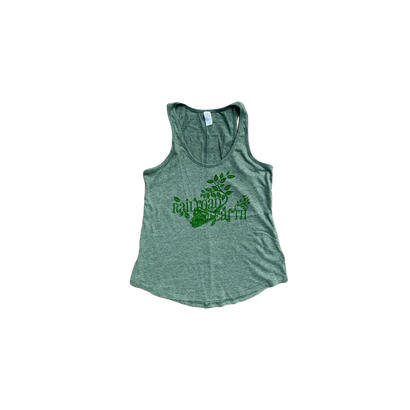 Green Tanktop by Railroad earth featuring a green one color print