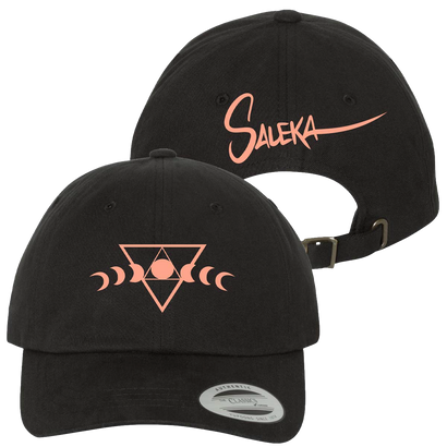 Saleka black dad hat with dusty rose front and back embroidery