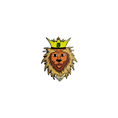 Lion head wearing a crown with SCI in the middle