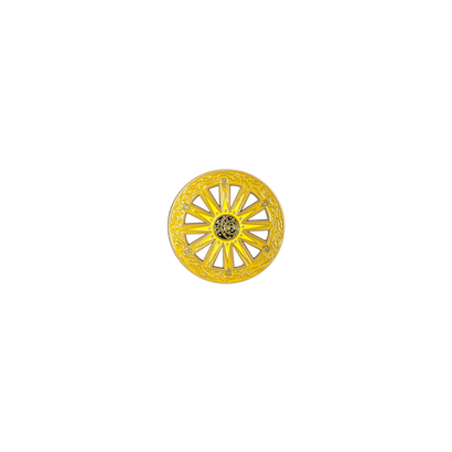 SCI gold wheel pin with sun graphic in the center