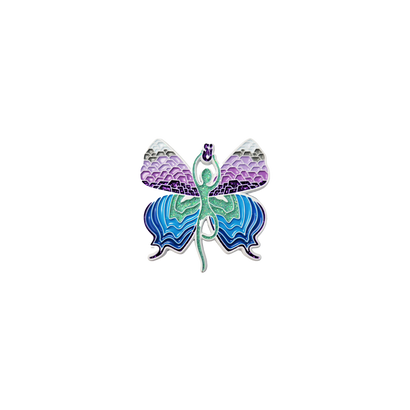 Fairy colored butterfly holding the SCI logo