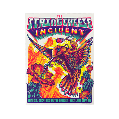 The String Cheese Incident's Poster for their June 26th, 2024 show at Red Butte Garden in Salt Lake City, Regular Edition on White stock paper