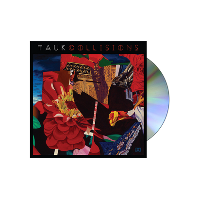 Collisions 2014 CD album cover featuring vibrant abstract artwork with red flower, geometric shapes, and diverse colors. Includes CD disc representing the physical product.